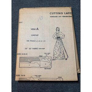 McCalls 2657 Vintage Jumpsuit Sewing Pattern Size 10  1970s